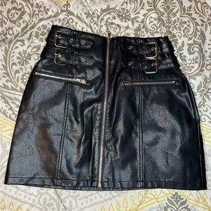 Faux Leather Buckle Mini Skirt NWOT